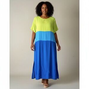 DIANE VON FURSTENBERG | Color Block Maxi Dress Sz 2X